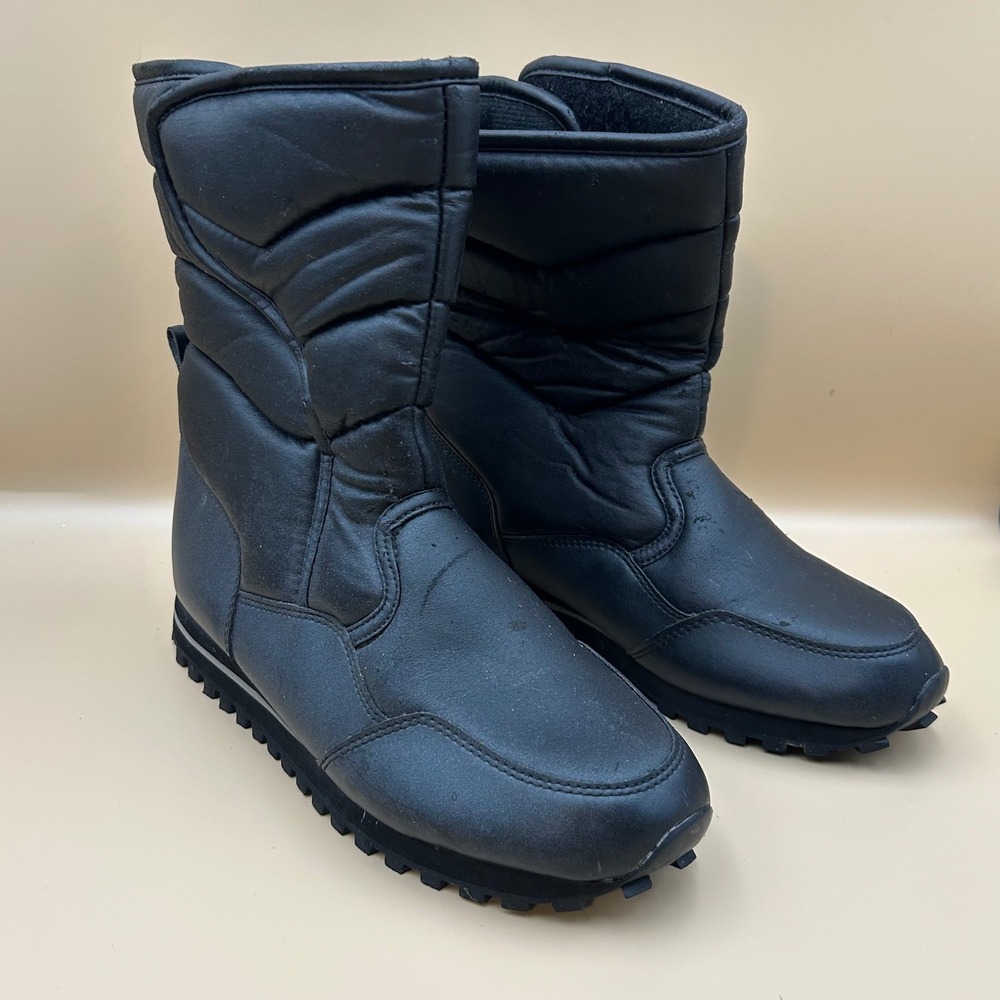 Outbrook Womens Black Quilted Snow Boots Hook and Loop Winter Mid Calf Size 6